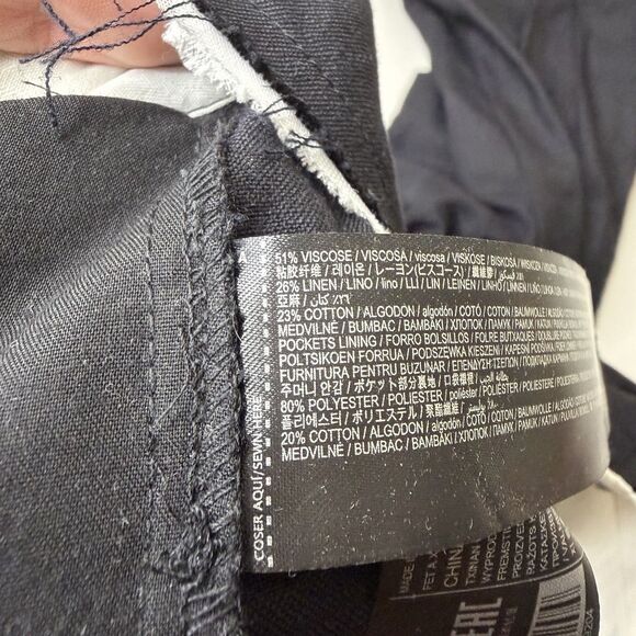 MNG by Mango Black Pleated Trouser Pants Womens 8 Contrast Trim Wide Leg Hi Rise - Picture 4 of 12